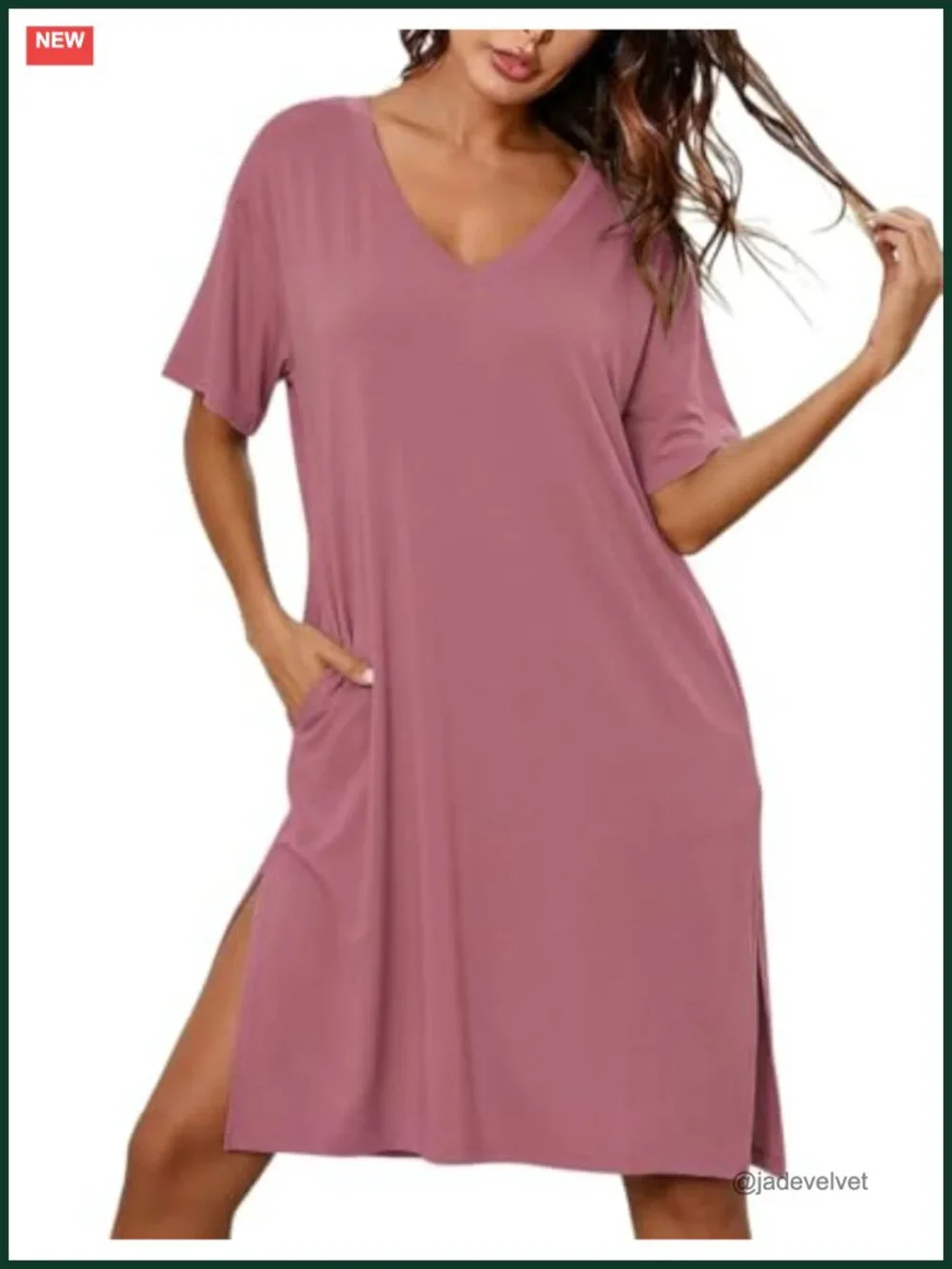 Plus Size Bamboo Viscose Nightgown Sleep Shirt with Pockets